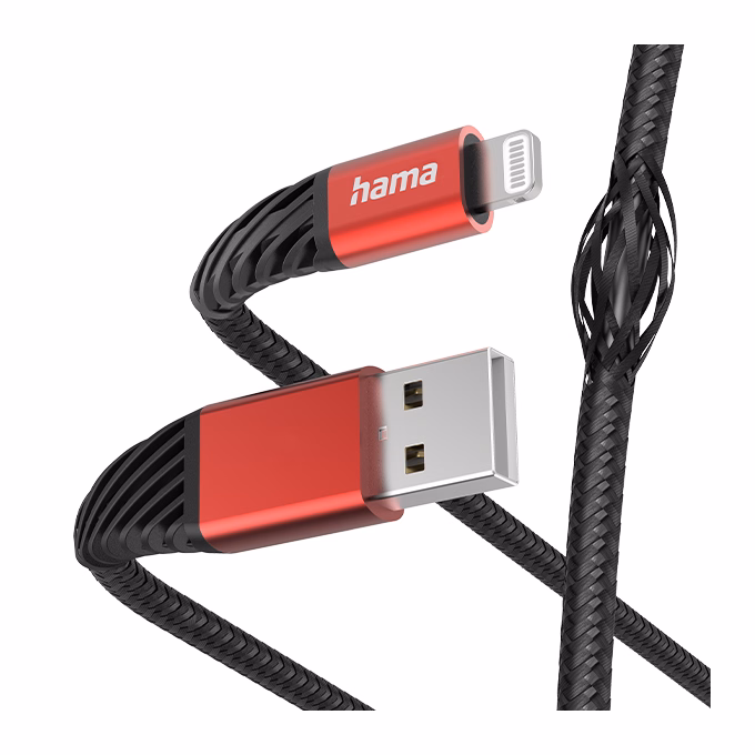 Adatkábel HAMA Extreme USB 2.0/Lightning 1,5m fekete-piros