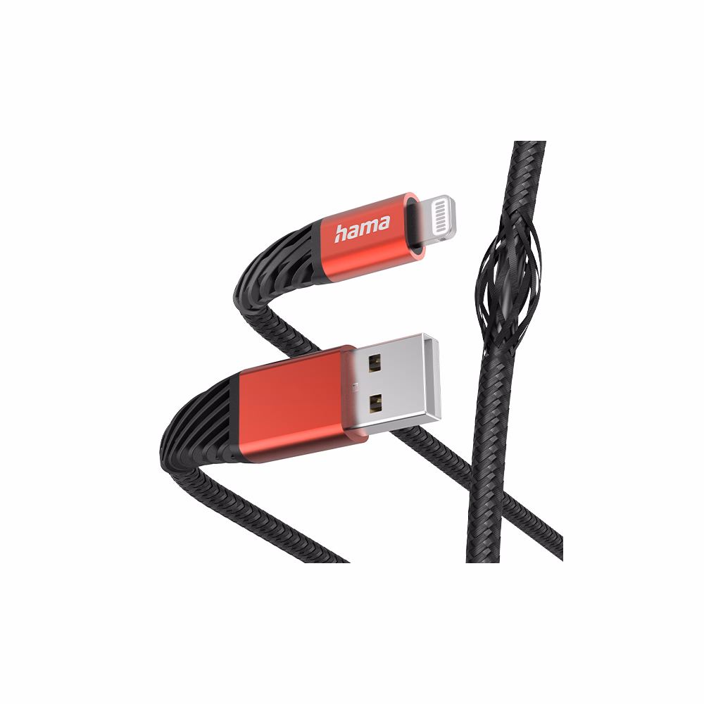 Adatkábel HAMA Extreme USB 2.0/Lightning 1,5m fekete-piros