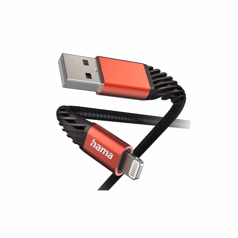 Adatkábel HAMA Extreme USB 2.0/Lightning 1,5m fekete-piros