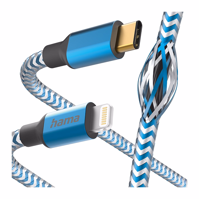 Adatkábel HAMA Reflective USB-C/Lightning 1,5m kék