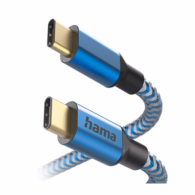 Adatkábel HAMA Reflective USB-C 1,5m kék