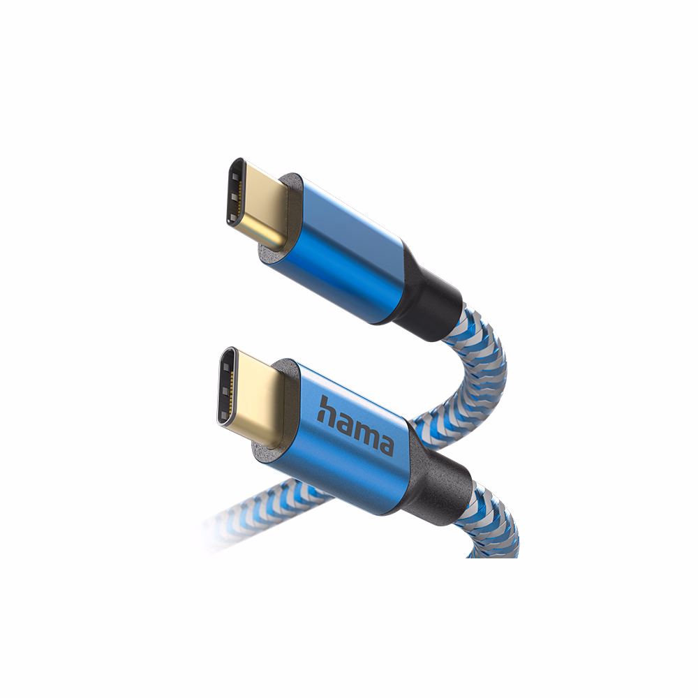 Adatkábel HAMA Reflective USB-C 1,5m kék