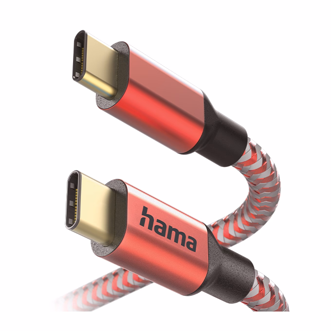 Adatkábel HAMA Reflective USB-C 1,5m piros