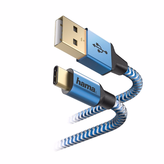 Adatkábel HAMA Reflective USB/USB-C 1,5m kék