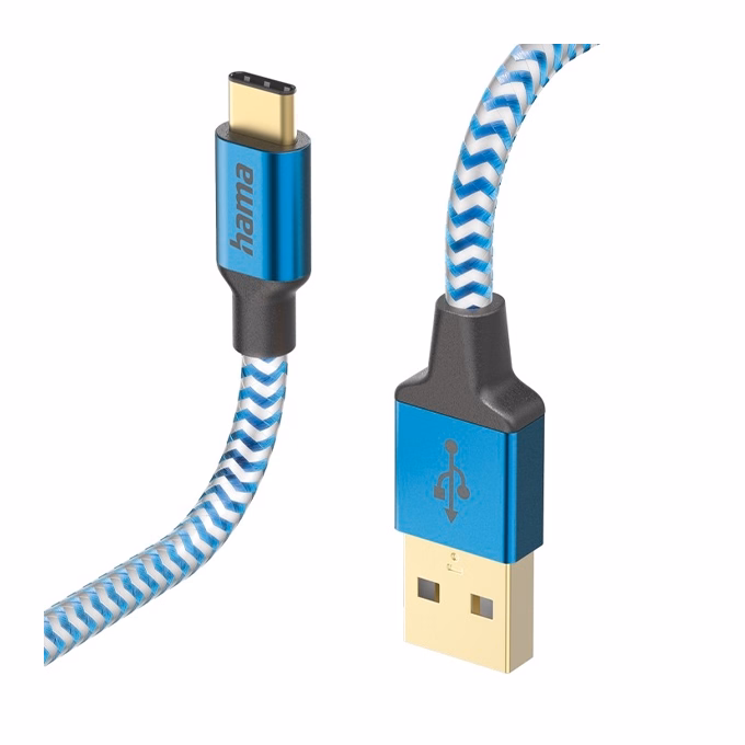 Adatkábel HAMA Reflective USB/USB-C 1,5m kék