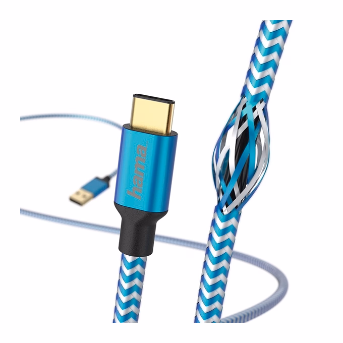 Adatkábel HAMA Reflective USB/USB-C 1,5m kék