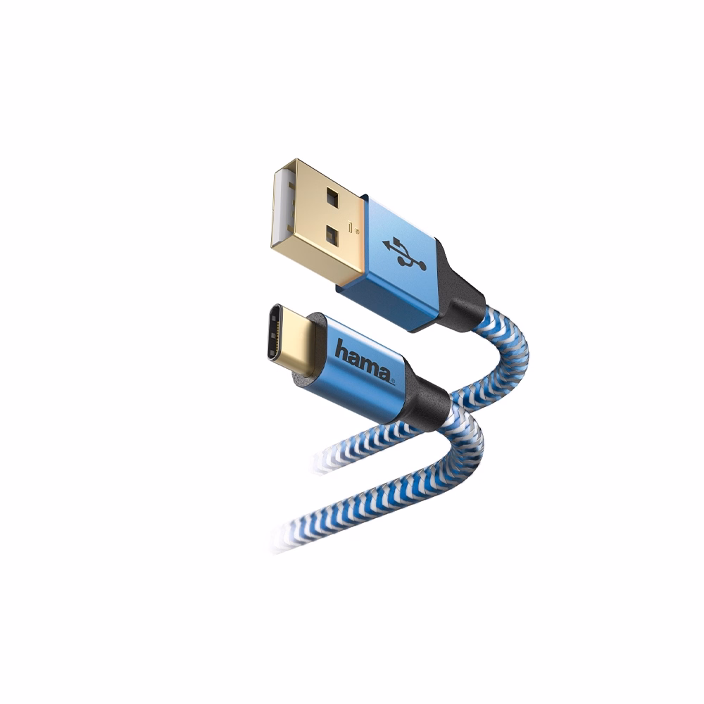 Adatkábel HAMA Reflective USB/USB-C 1,5m kék