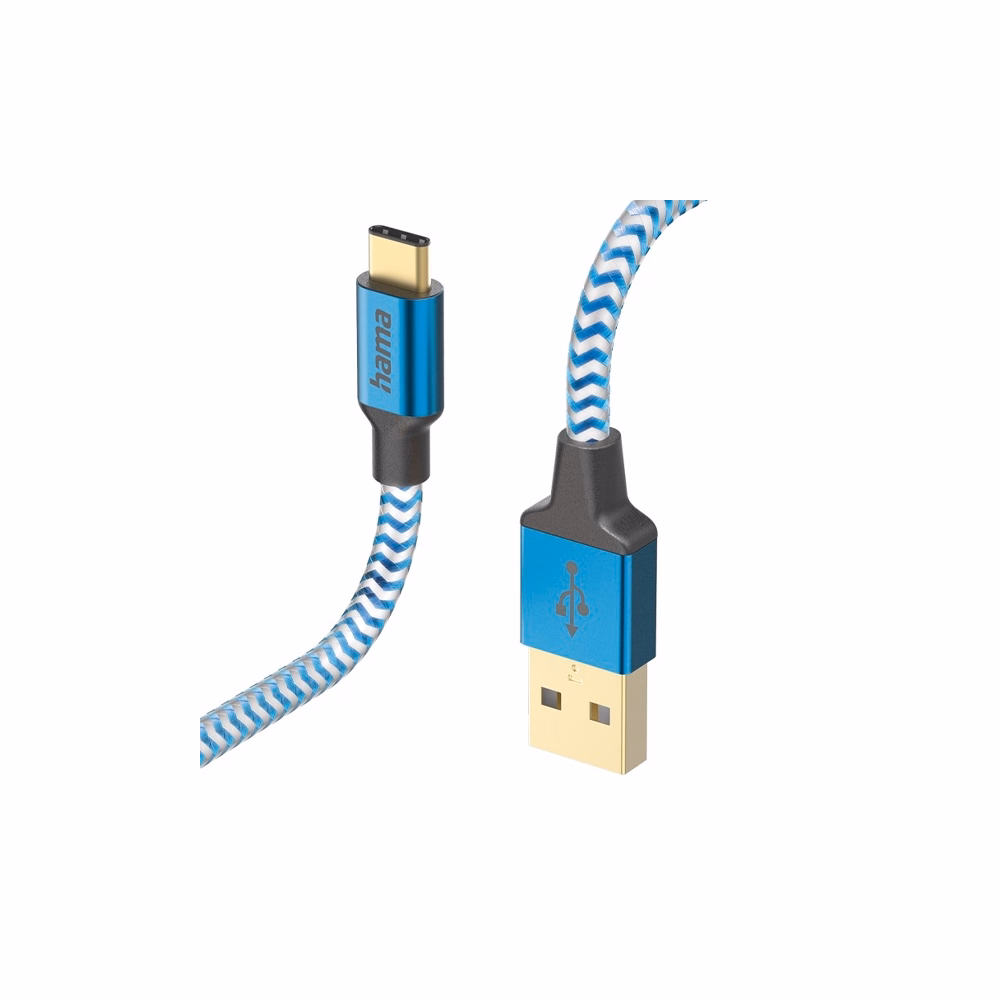 Adatkábel HAMA Reflective USB/USB-C 1,5m kék