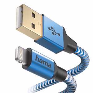 Adatkábel HAMA Reflective USB 2.0/Lightning 1,5m kék