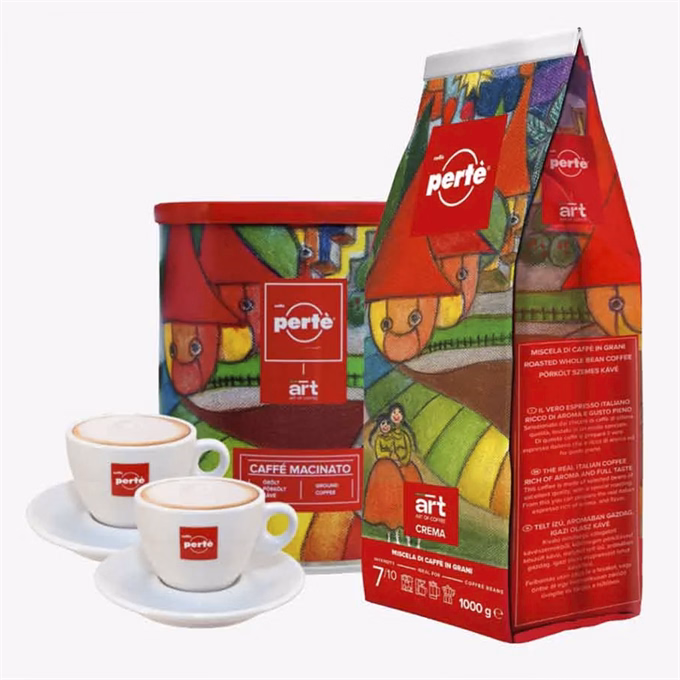 Ajándékcsomag CAFFÉ PERTÉ Art of Coffee szemes kávé kóstoló csomag + csésze szett