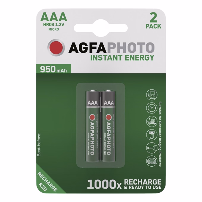 Akkumulátor mikro AGFAPHOTO AAA előtöltött 2x950 mAh