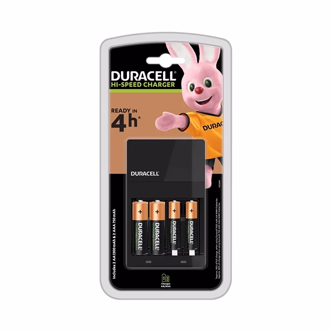 Akkumulátor töltő DURACELL CEF14 AA ceruza 1300mAh és AAA mikro 750mAh + 2db AA és 2db AAA elem