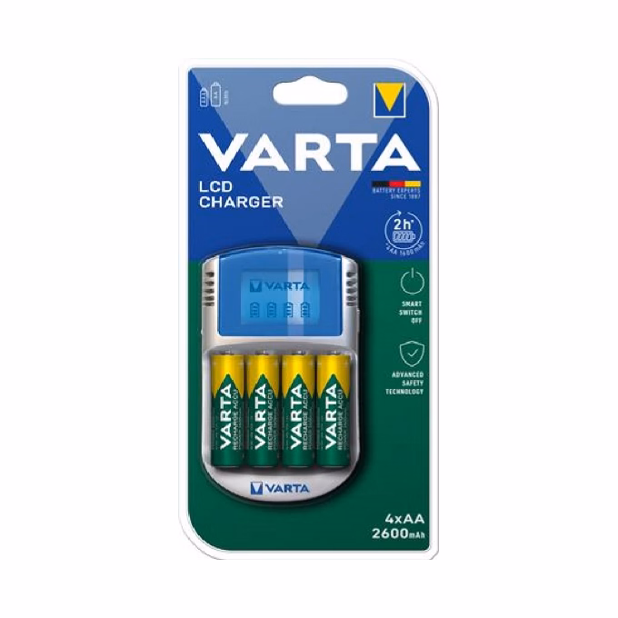 Akkumulátor töltő VARTA LCD-s + AA 4x2600 mAh + 12 V USB Akkumulátor töltő VARTA LCD-s + AA 4x2600 mAh + 12 V USB