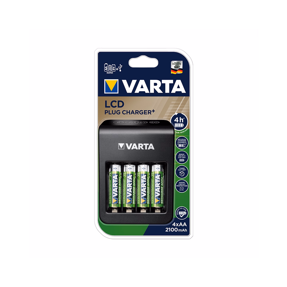 Akkumulátor töltő VARTA LCD Plug + 4 db AA 2100 mAh Akkumulátor töltő VARTA LCD Plug + 4 db AA 2100 mAh
