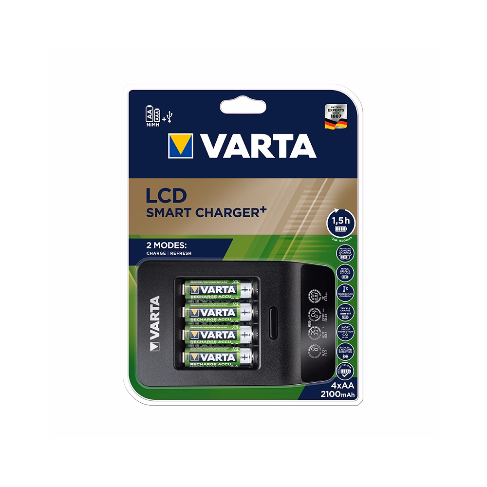 Akkumulátor töltő VARTA LCD Smart + 4 db AA 2100 mAh