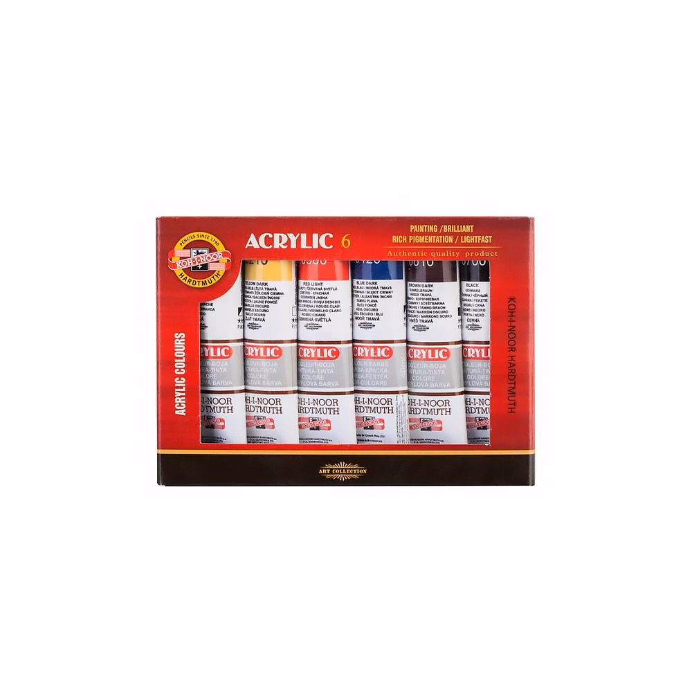 Akrilfesték KOH-I-NOOR 1627S0601KS 40ml 6 darabos Akrilfesték KOH-I-NOOR 1627S0601KS 40ml 6 darabos