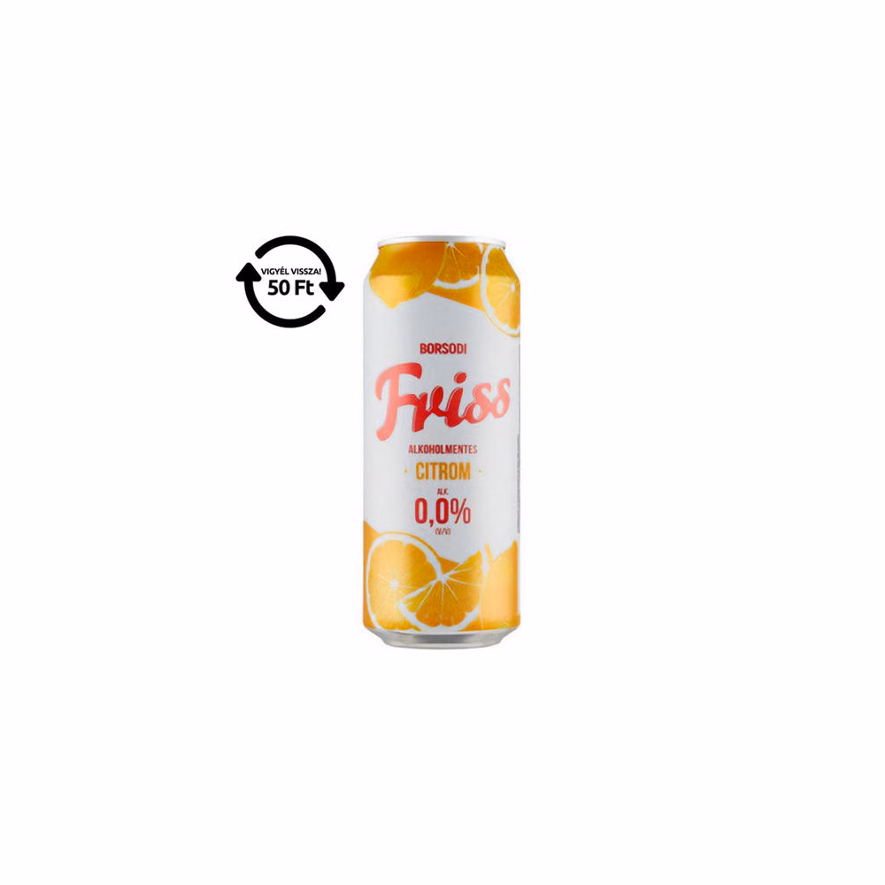 Alkoholmentes sör BORSODI Friss citrom 0,0% 500 ml DRS