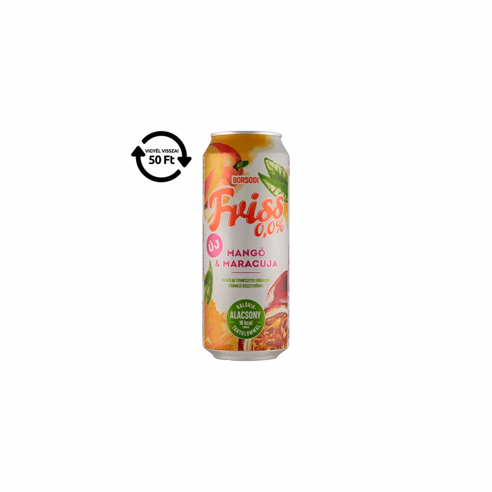 Alkoholmentes sör BORSODI Friss mango-maracuja 0,0% 500 ml DRS