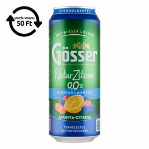 Alkoholmentes sör GÖSSER Natur-Zitrone áfonya-citrom 0% 500 ml DRS