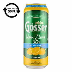 Alkoholmentes sör GÖSSER Natur-Zitrone citrom 0% 500 ml DRS