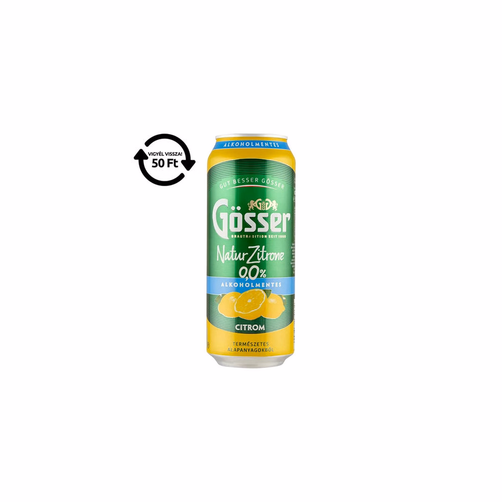 Alkoholmentes sör GÖSSER Natur-Zitrone citrom 0% 500 ml DRS