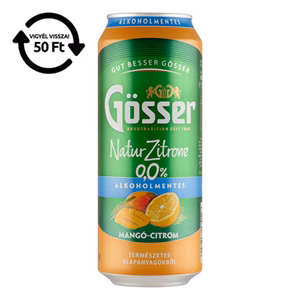 Alkoholmentes sör GÖSSER Natur-Zitrone mangó-citrom 0% 500 ml DRS