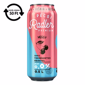 Alkoholmentes sör PÉCSI RADLER meggy 0,0% 500 ml DRS