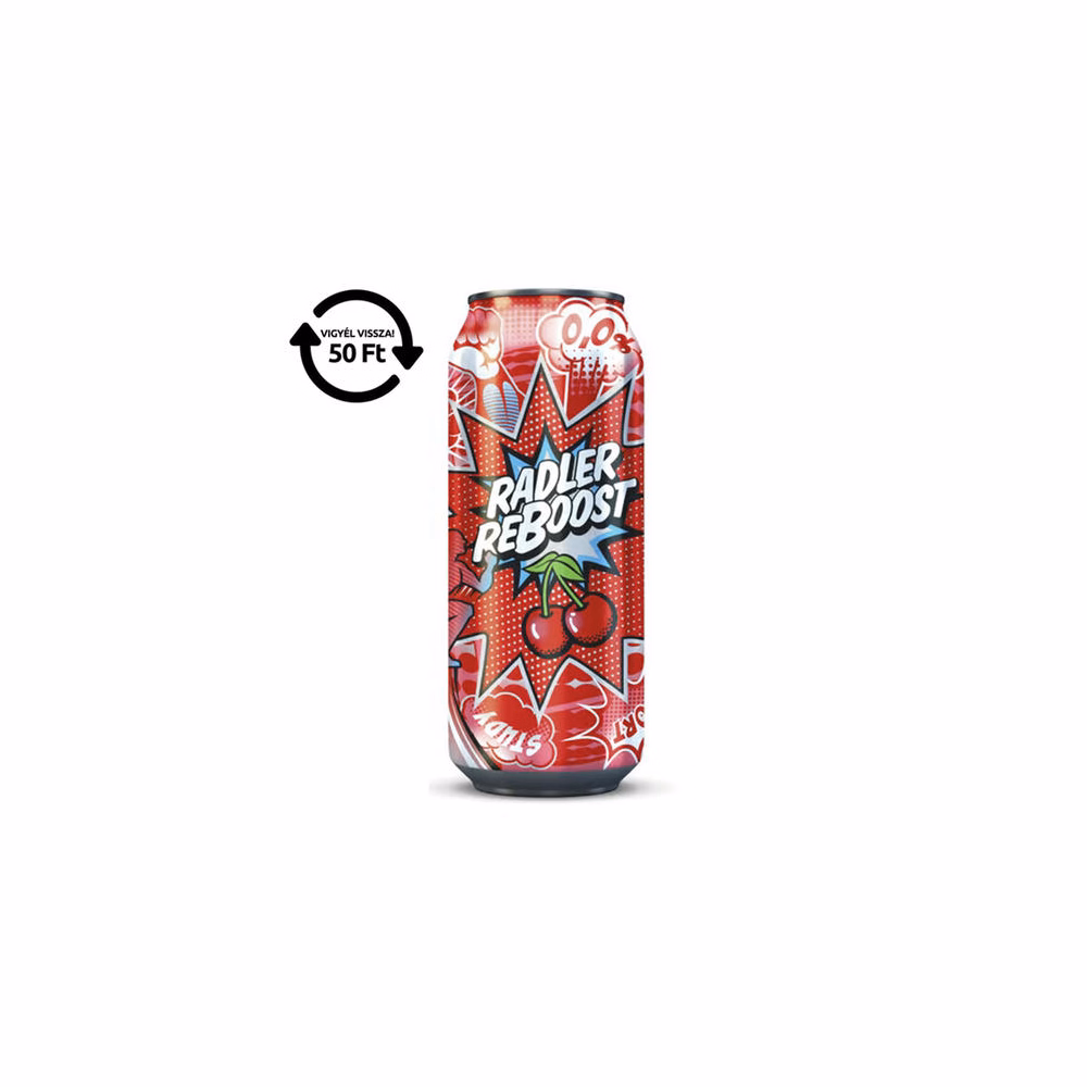 Alkoholmentes sör PÉCSI RADLER reboost meggy 0,0% 500 ml DRS