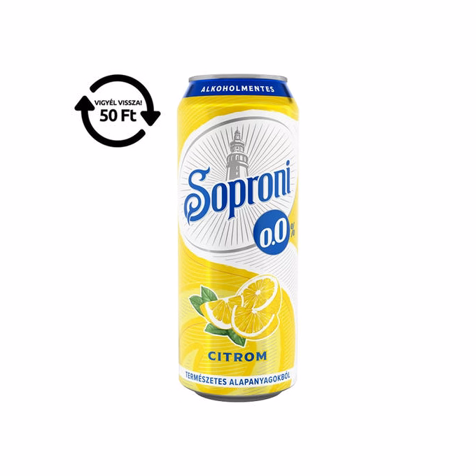Alkoholmentes sör SOPRONI citrom 0,0% 500 ml DRS