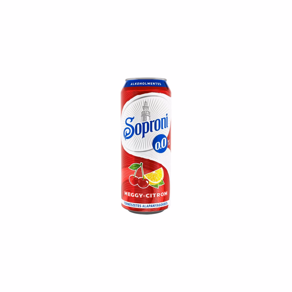 Alkoholmentes sör SOPRONI meggy-citrom 0,0% 500 ml DRS
