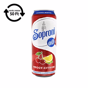 Alkoholmentes sör SOPRONI meggy-citrom 0,0% 500 ml DRS