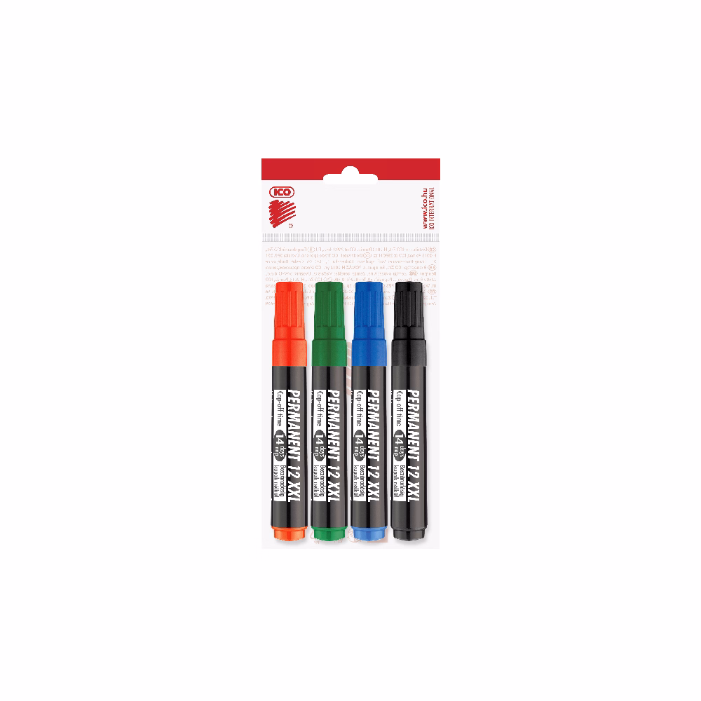 Alkoholos marker ICO Permanent 12 XXL vágott 4 darabos