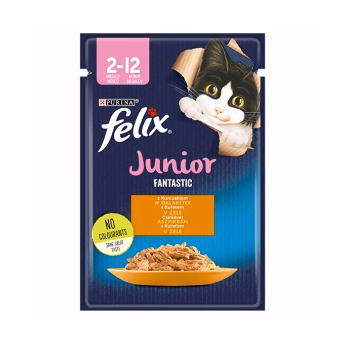 Állateledel alutasakos FELIX Fantastic Junior macskáknak csirke 85 g