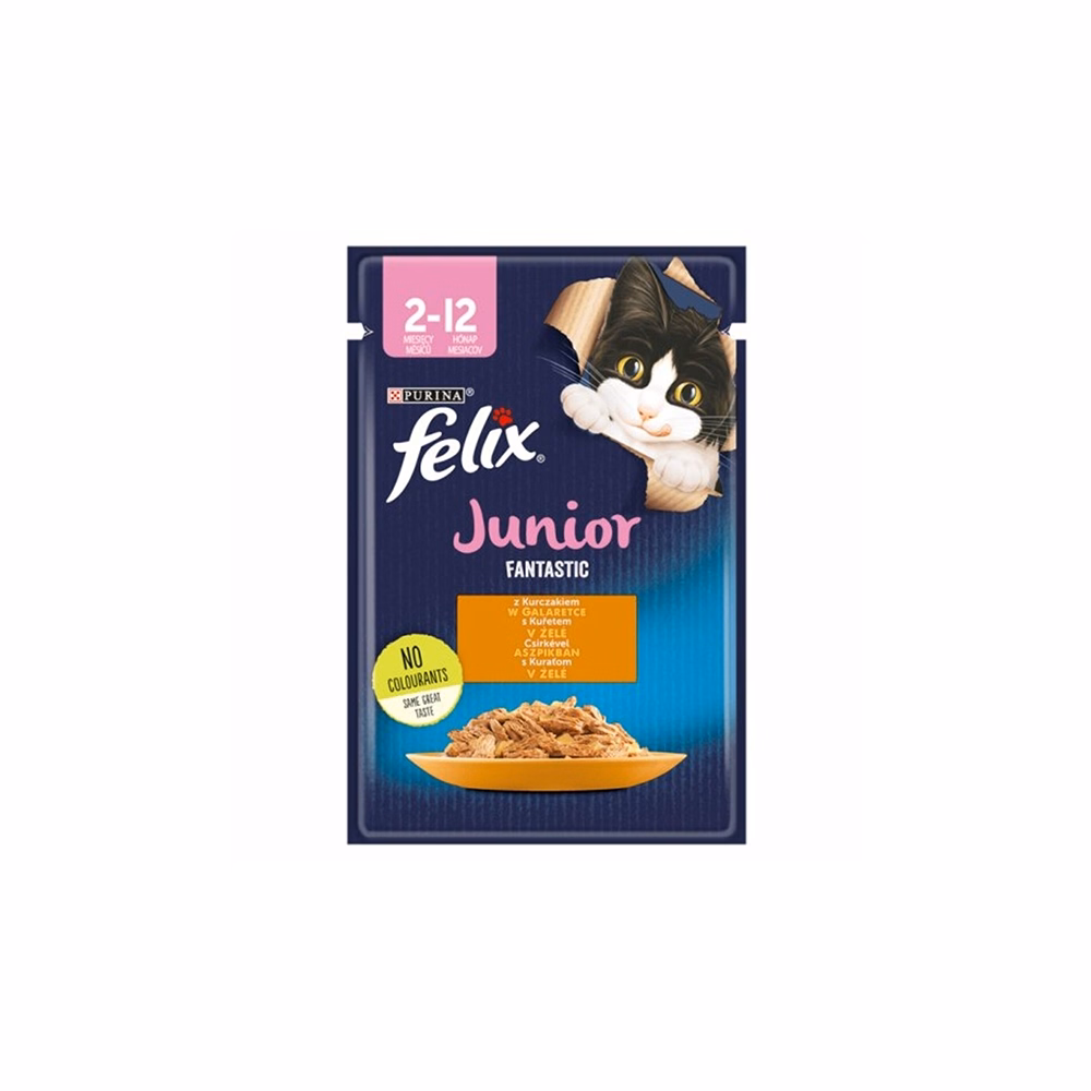 Állateledel alutasakos FELIX Fantastic Junior macskáknak csirke 85 g