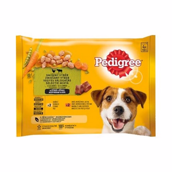Állateledel alutasakos PEDIGREE Adult kutyáknak 4-pack csirke-marha válogatás 4x100 g
