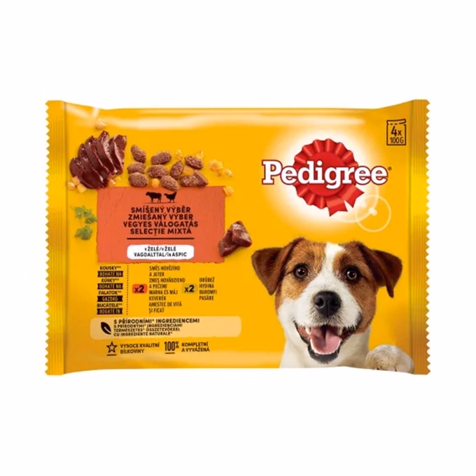 Állateledel alutasakos PEDIGREE Adult kutyáknak 4-pack marha-baromfi válogatás 4x100 g