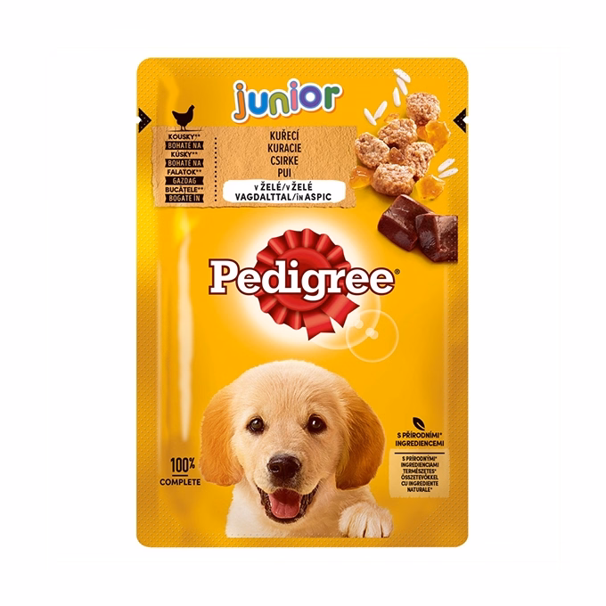 Állateledel alutasakos PEDIGREE Junior kutyáknak csirke-rizs 100 g