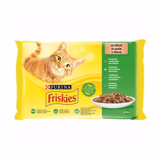 Állateledel alutasakos PURINA Friskies macskáknak marha-csirke-tonhal-tőkehal 4x85 g Állateledel alutasakos PURINA Friskies macskáknak marha-csirke-tonhal-tőkehal 4x85 g