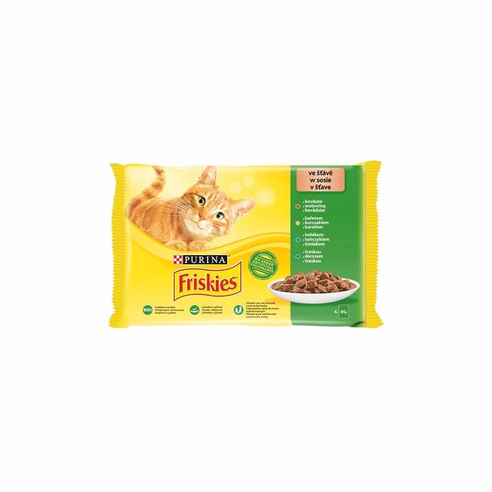 Állateledel alutasakos PURINA Friskies macskáknak marha-csirke-tonhal-tőkehal 4x85 g Állateledel alutasakos PURINA Friskies macskáknak marha-csirke-tonhal-tőkehal 4x85 g