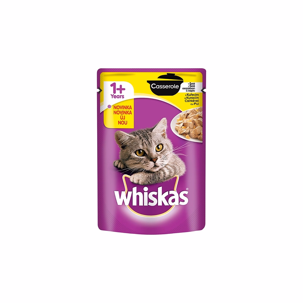 Állateledel alutasakos WHISKAS Casserole macskáknak csirke 85 g