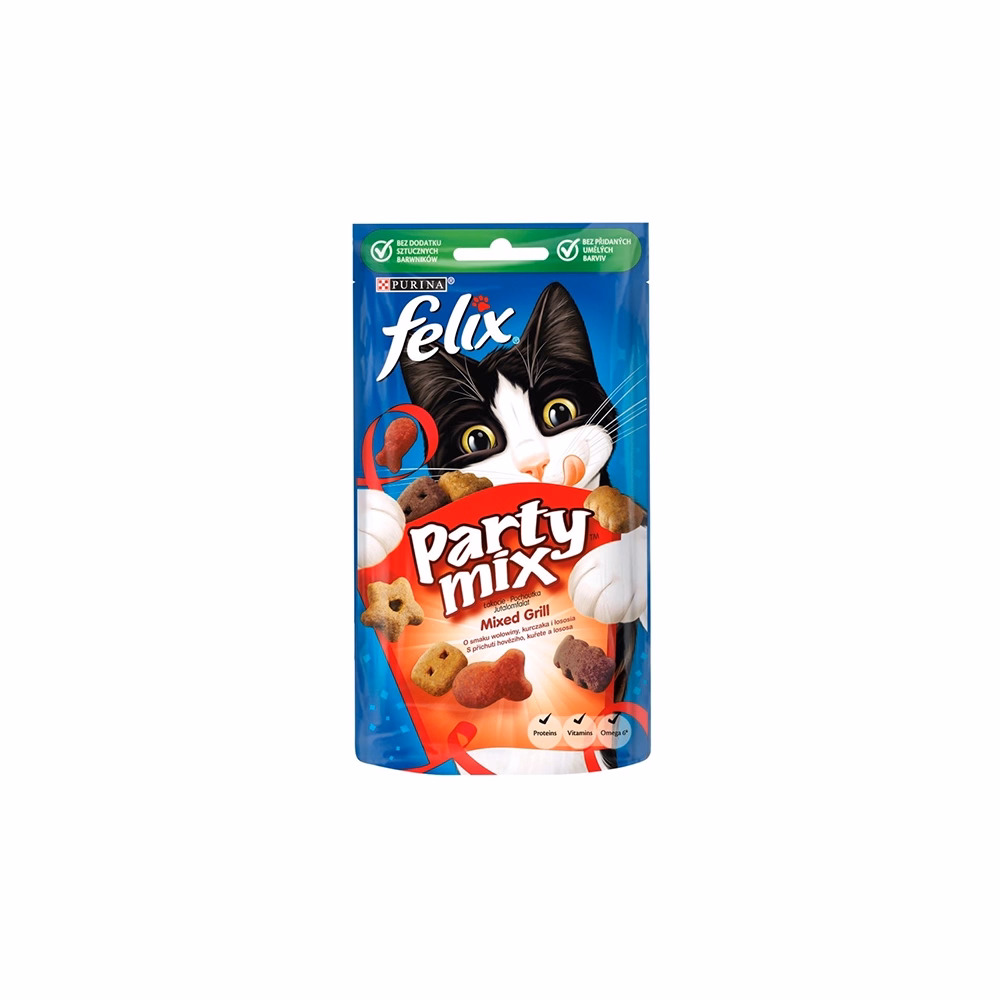 Állateledel jutalomfalat FELIX Party Mix Mixed Grill macskáknak 60 g