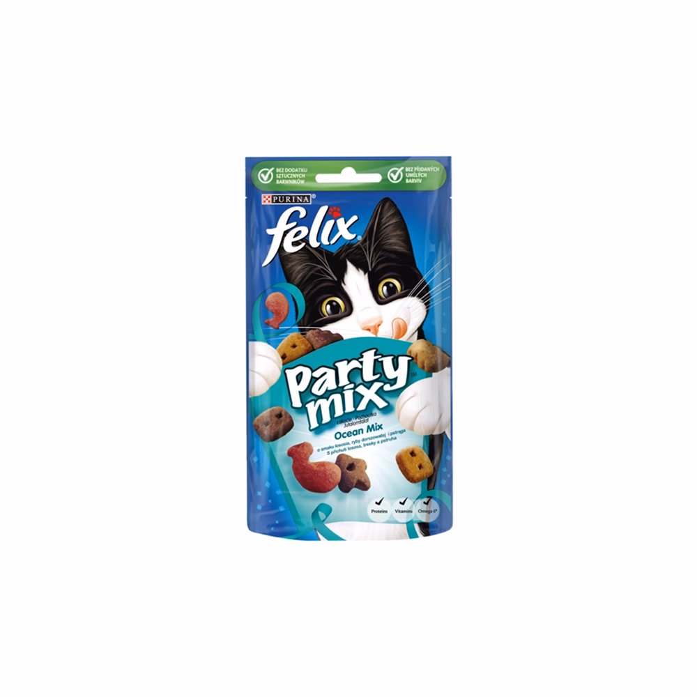 Állateledel jutalomfalat FELIX Party Mix Ocean Mix macskáknak 60 g Állateledel jutalomfalat FELIX Party Mix Ocean Mix macskáknak 60 g