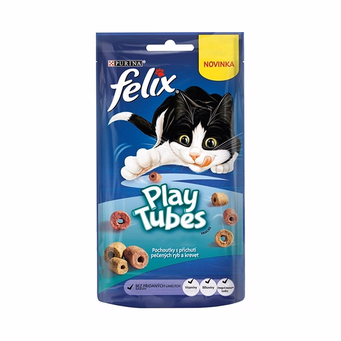 Állateledel jutalomfalat FELIX Play Tubes macskáknak hal-garnélarák 50 g