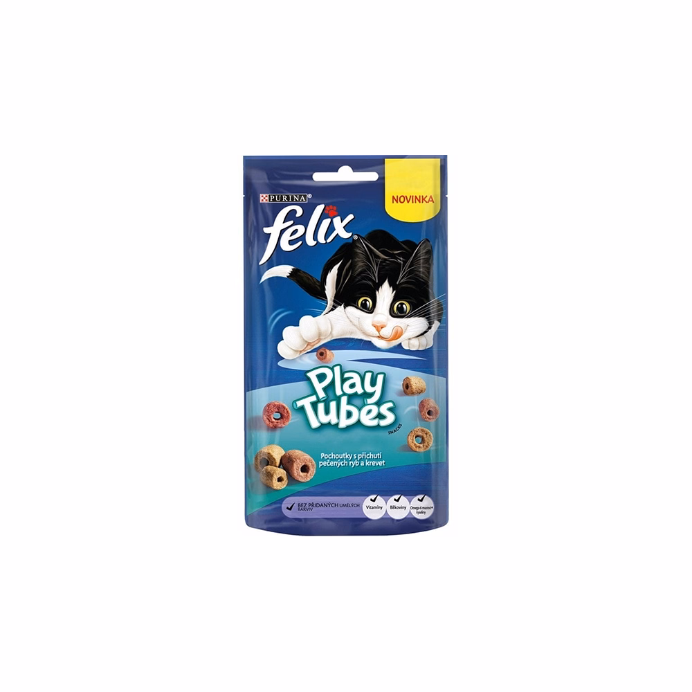 Állateledel jutalomfalat FELIX Play Tubes macskáknak hal-garnélarák 50 g