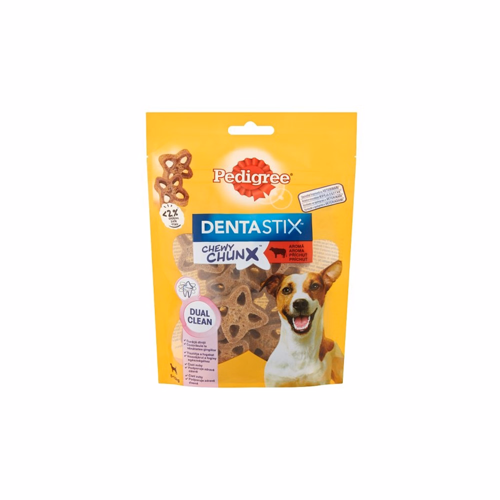 Állateledel jutalomfalat PEDIGREE Denta Stix Chewy Chunx Mini kutyáknak marha 68 g