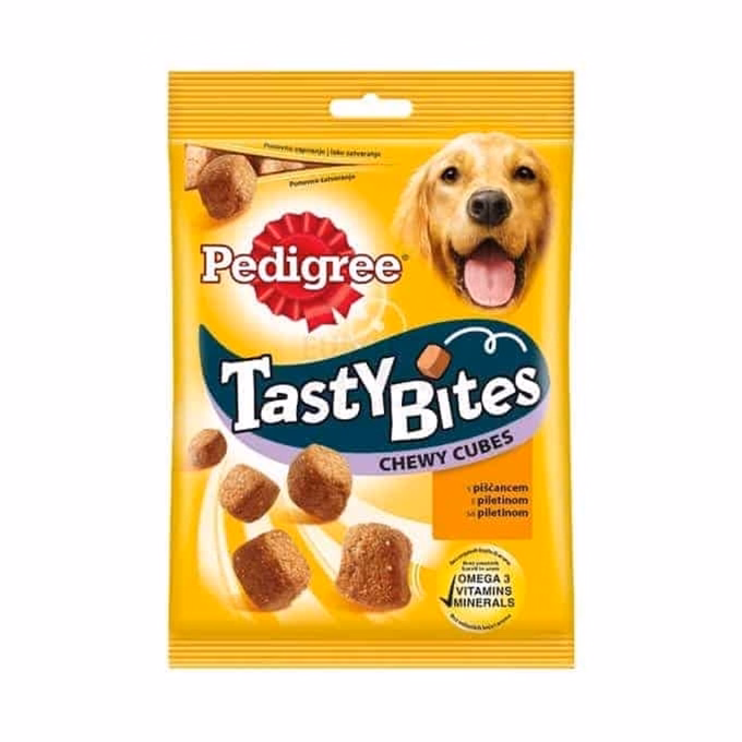 Állateledel jutalomfalat PEDIGREE Tasty Bites Chewy Cubes kutyáknak 130 g