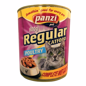 Állateledel konzerv PANZI Regular Poultry felnőtt macskának szárnyashús-mix 800 g