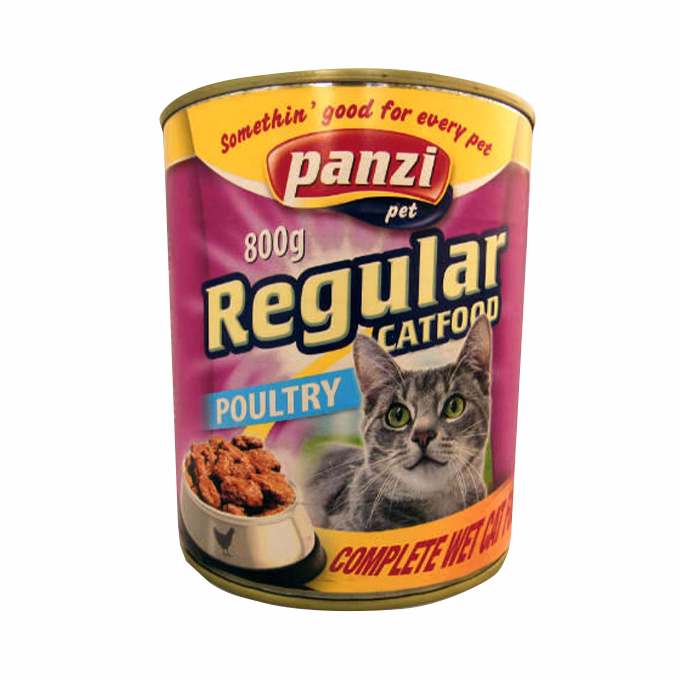 Állateledel konzerv PANZI Regular Poultry felnőtt macskának szárnyashús-mix 800 g