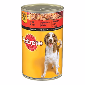 Állateledel konzerv PEDIGREE kutyáknak marhahússal 400 g