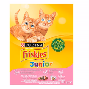 Állateledel száraz PURINA Friskies Junior macskáknak csirkével, zöldségkkel és tejjel 300 g